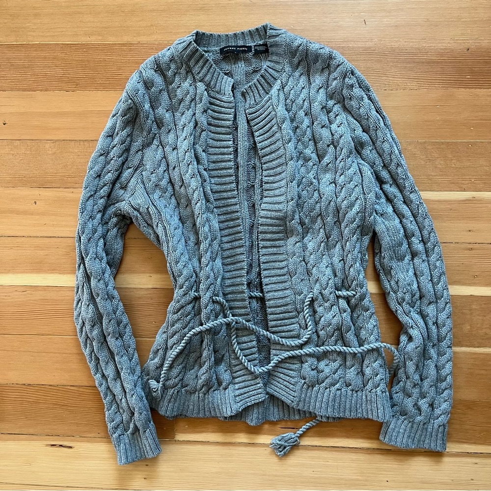 Jeanne Pierre Vintage grey chunky cable knit sweater